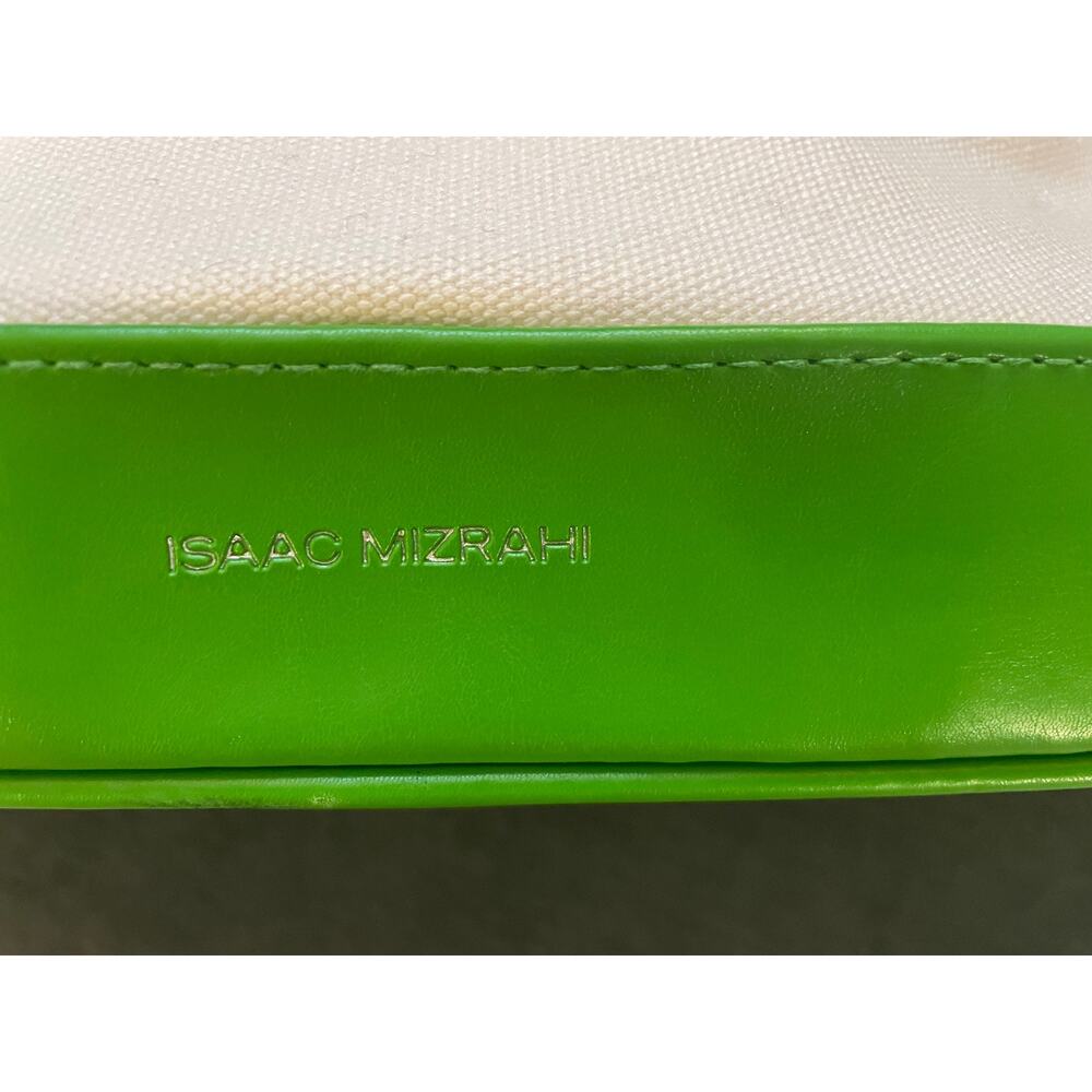 Isaac Mizrahi Green & White East West Canvas Shoulder Bag - Picture 3 of 8